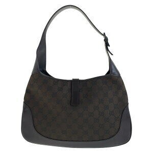 Gucci Jackie Sherry shoulder GG canvas bag Line leather Brown